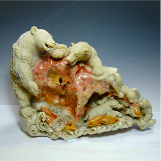 林亨雲  壽山石 焓紅 熊霸天下